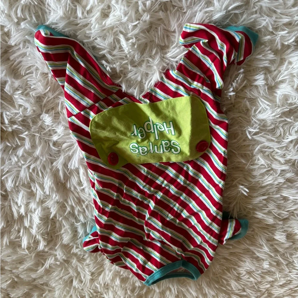 Santa’s Helper striped dog pajamas size medium